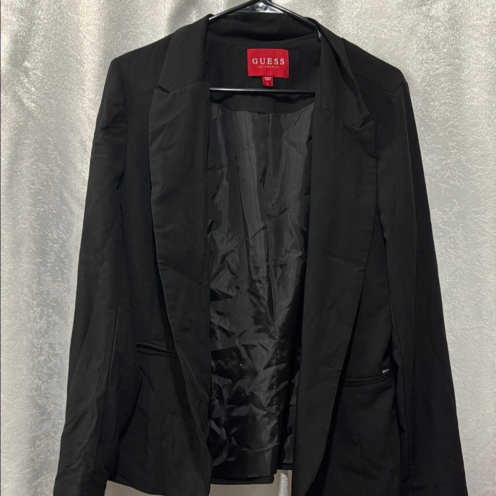 Guess Black Tailored Blazer with Notched Lapel